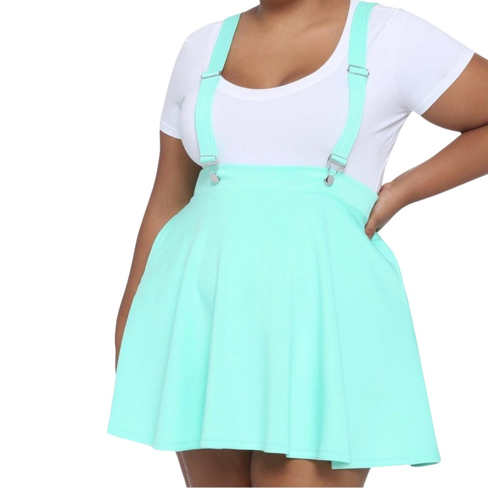 HOT TOPIC MINT SUSPENDER SKIRT - Picture 2 of 7